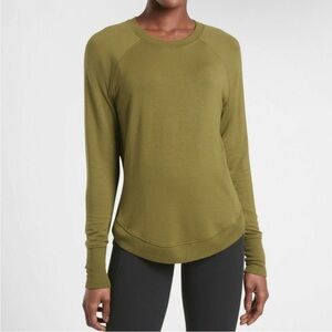 Athleta Mindset Sweatshirt Arboretum Olive Athletic Yoga Outdoor Modal XL